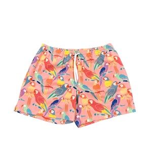 Chubbies Size XL Lined Swim Trunks Pink with Parrot Print EUC